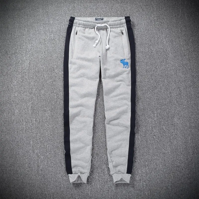 A&F Embroidered Blue Moose Logo Designed Ash And NavyBlue Joggers