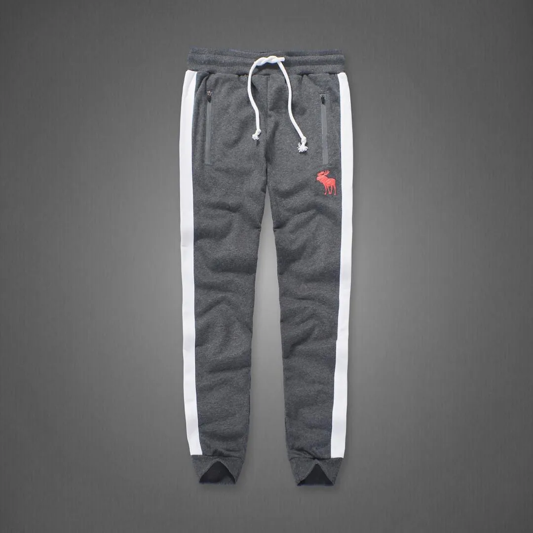 Abercrombie And Fitch Embossed Bull Designed Dual Colored Joggers- Grey
