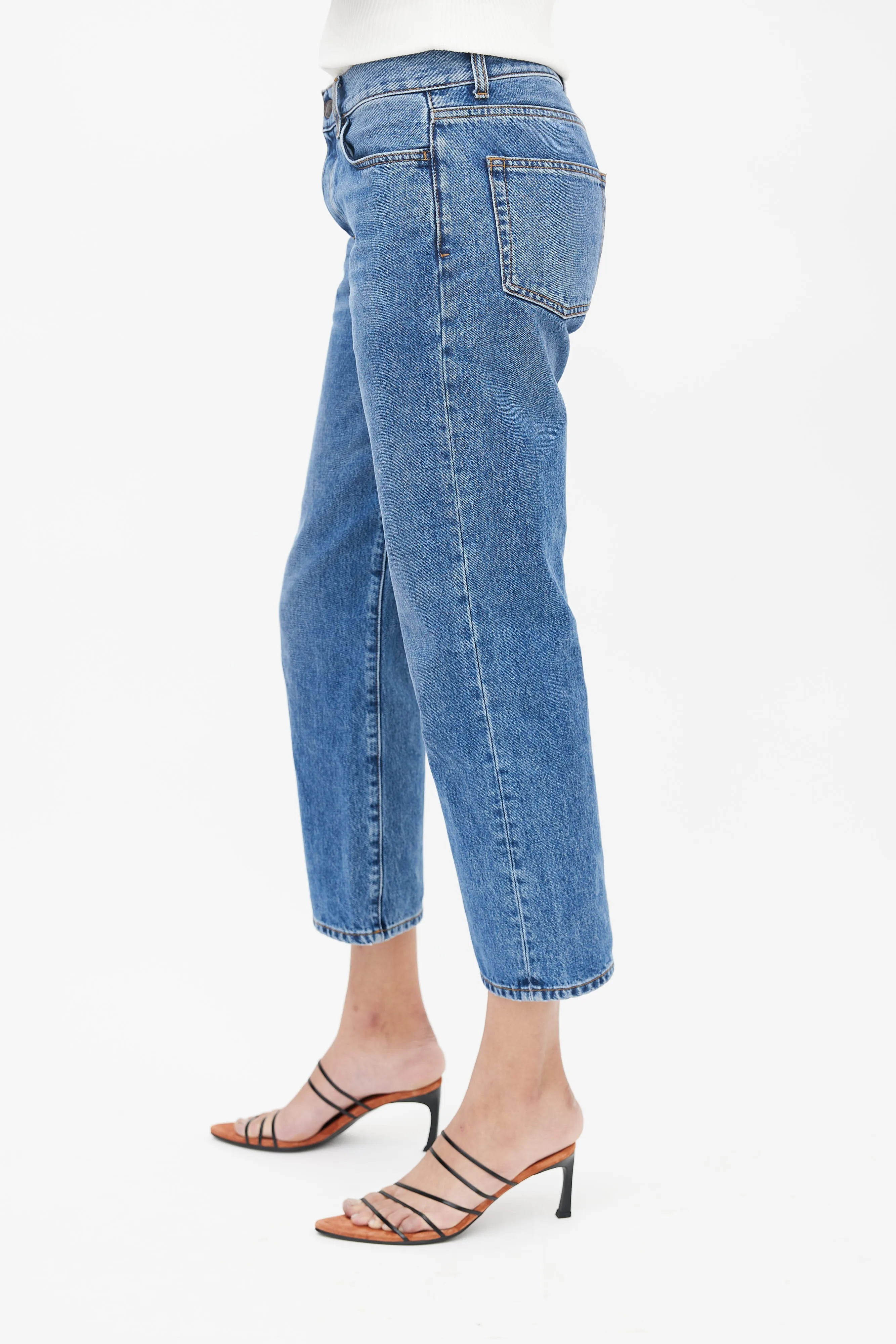Blue Medium Wash Straight Leg Jeans