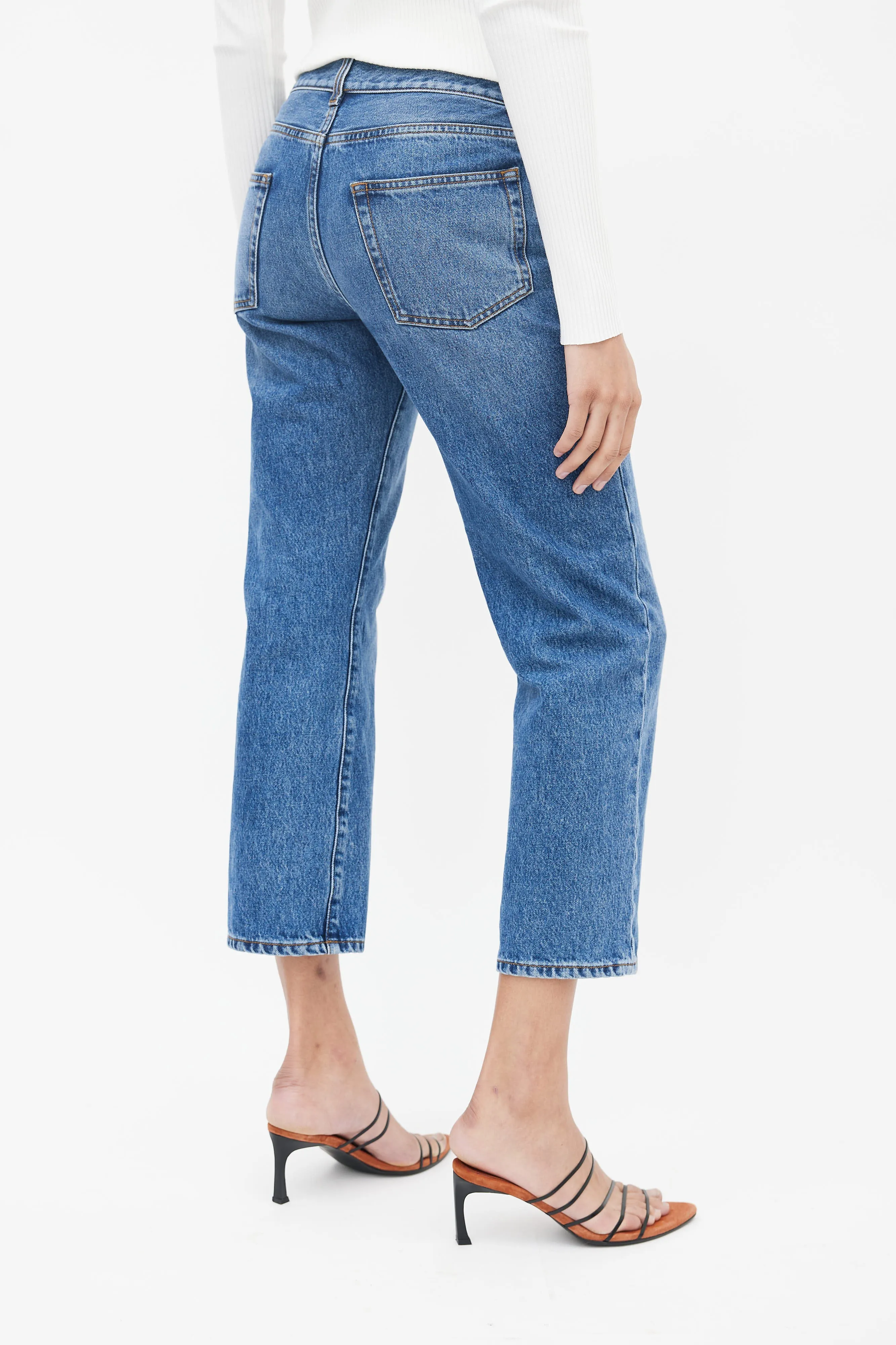 Blue Medium Wash Straight Leg Jeans
