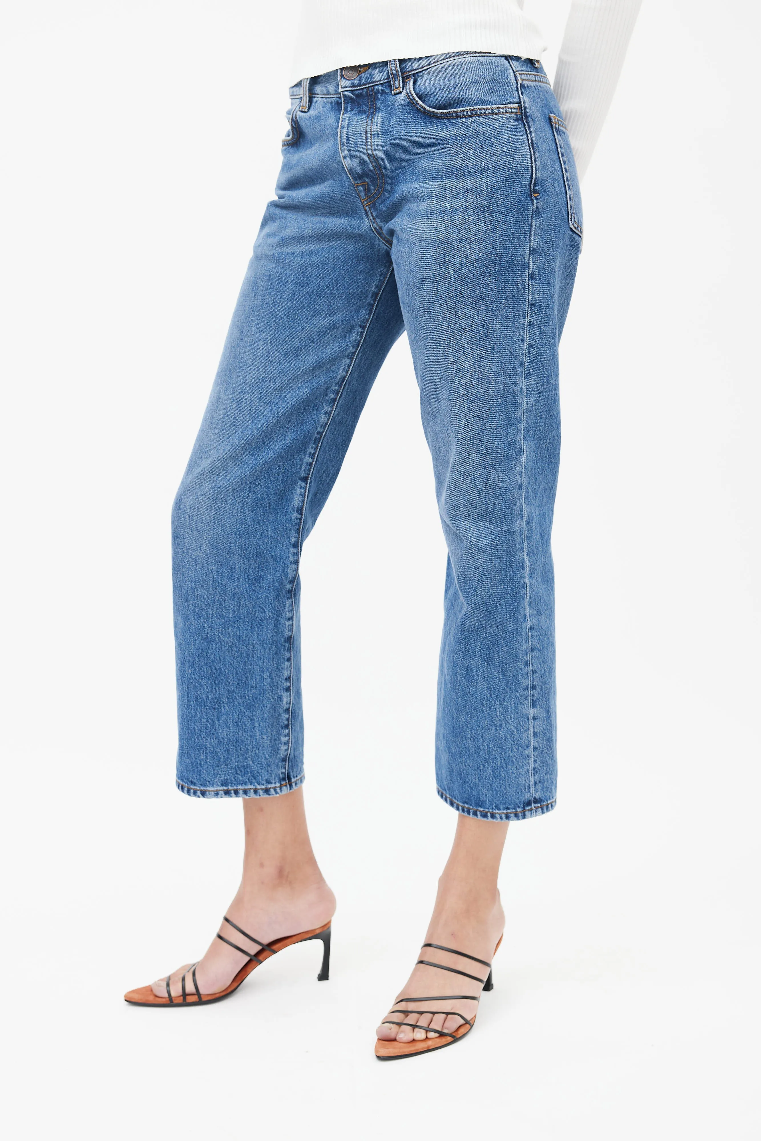 Blue Medium Wash Straight Leg Jeans