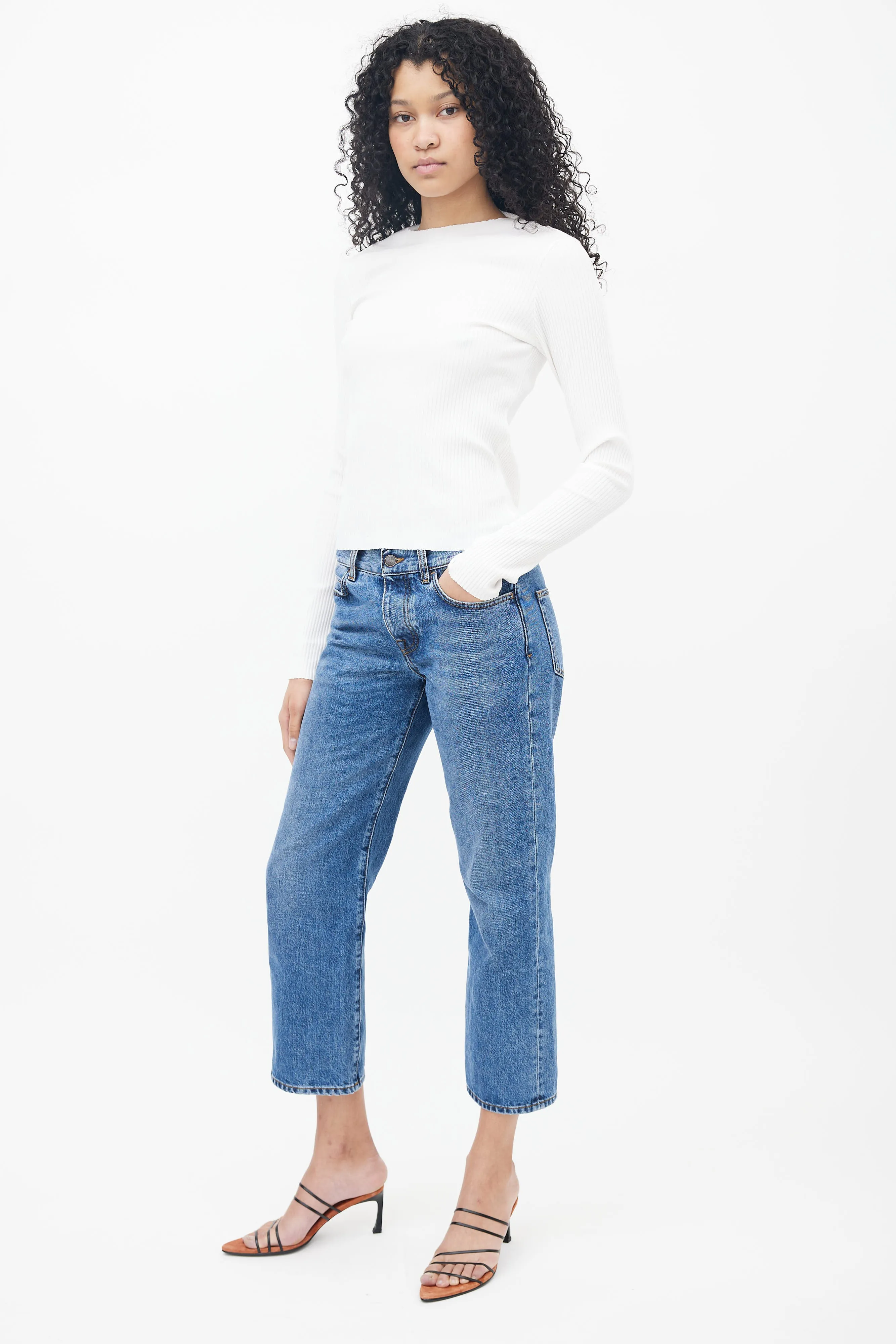 Blue Medium Wash Straight Leg Jeans