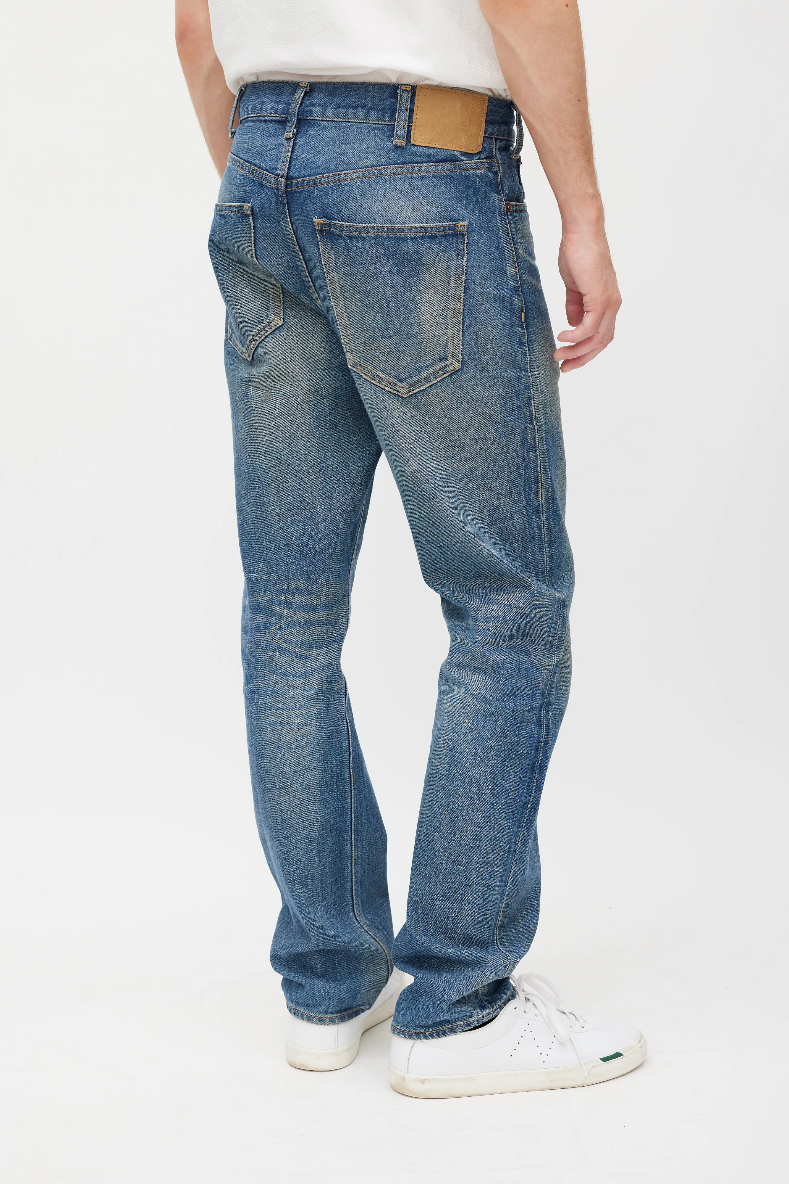 Blue Stone Washed Straight Leg Jeans