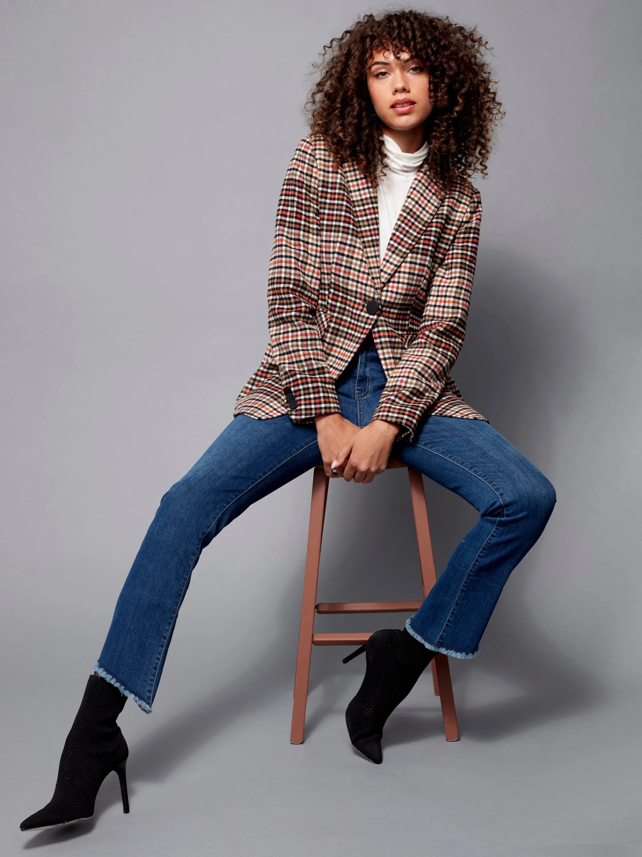 Bootcut Jeans with Asymmetrical Fringed Hem - Blue Jean