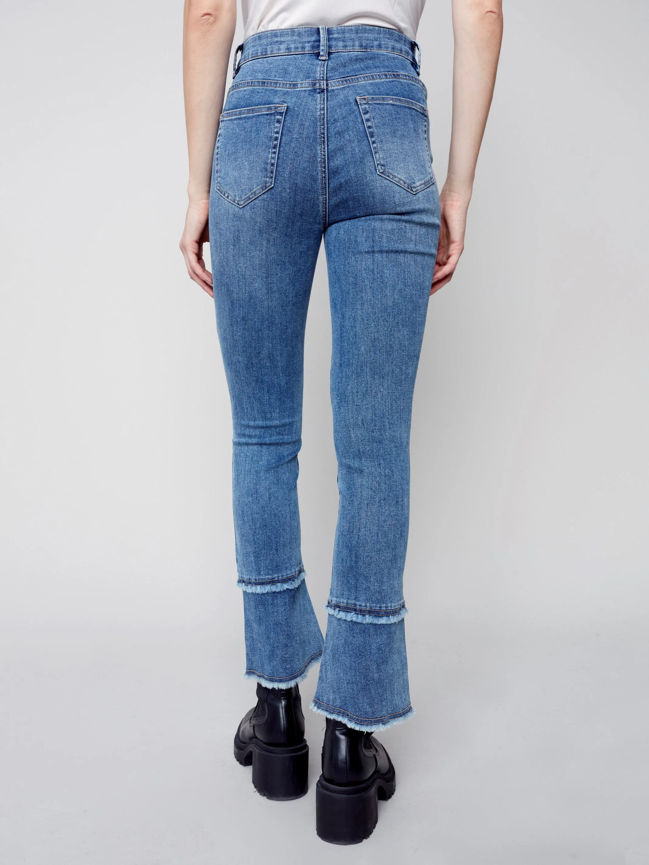 Bootcut Jeans with Double Fringe - Medium Blue