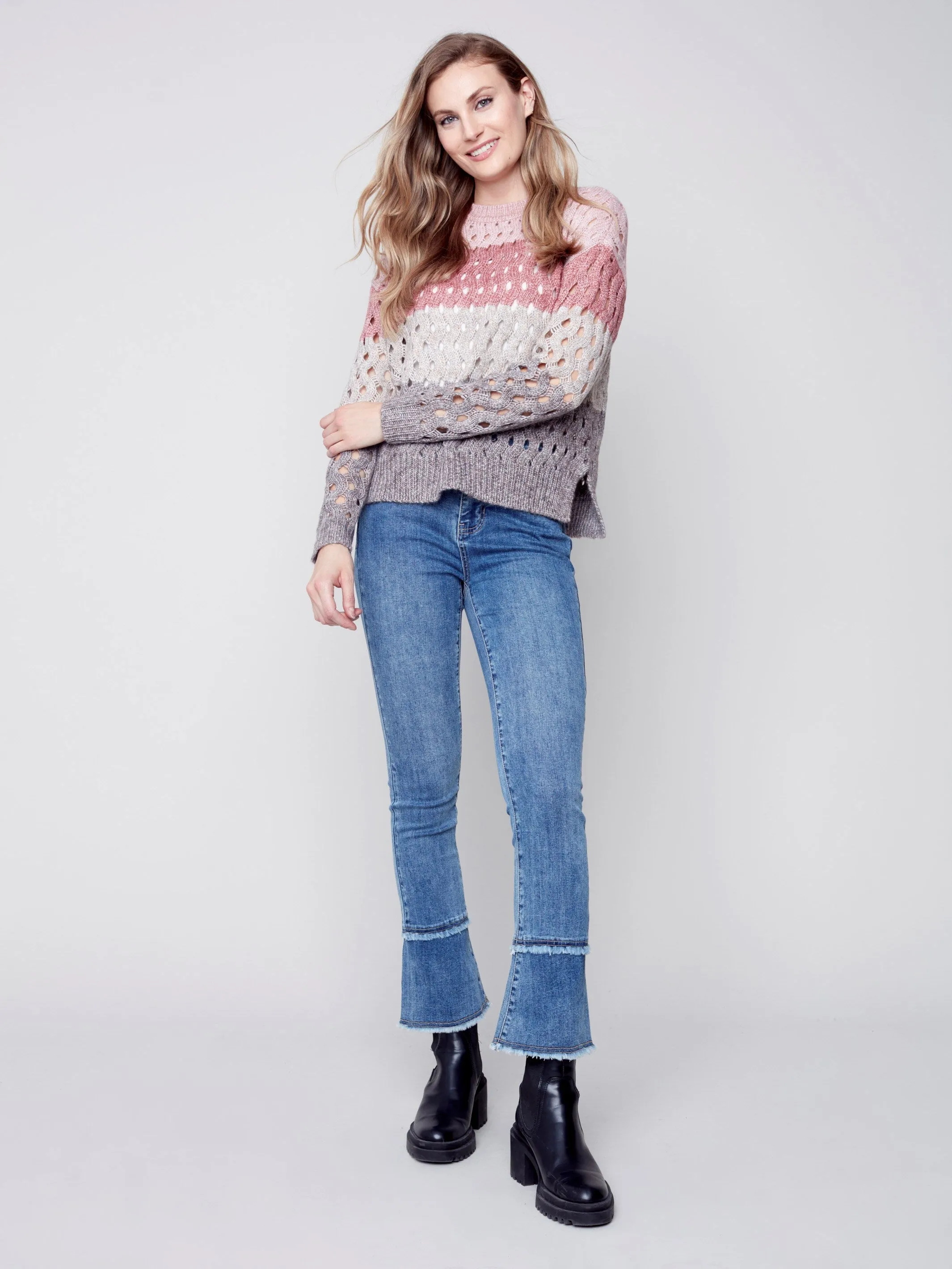Bootcut Jeans with Double Fringe - Medium Blue