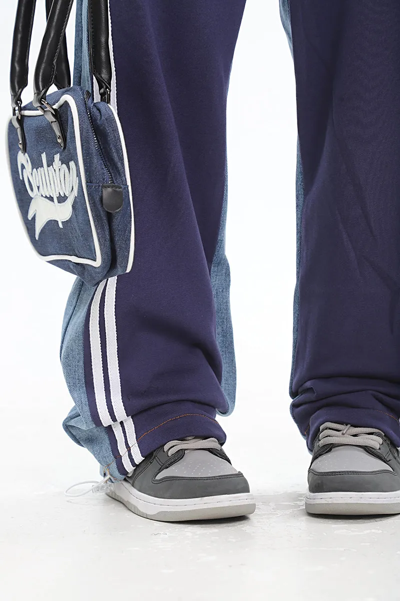 Christina Patchwork Striped Long Straight Leg Joggers Pants