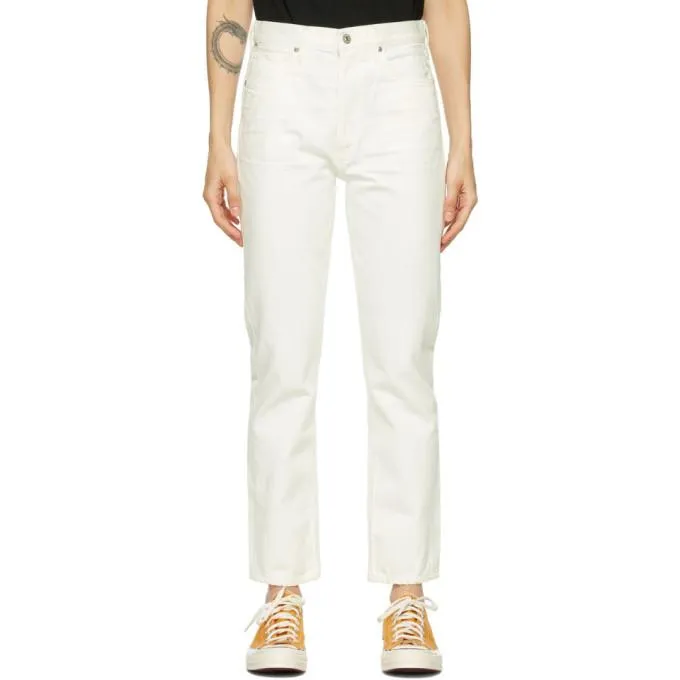 Citizens of Humanity White Charlotte High-Rise Straight Jeans