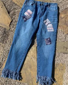 Cropped Patchwork Denim size 28