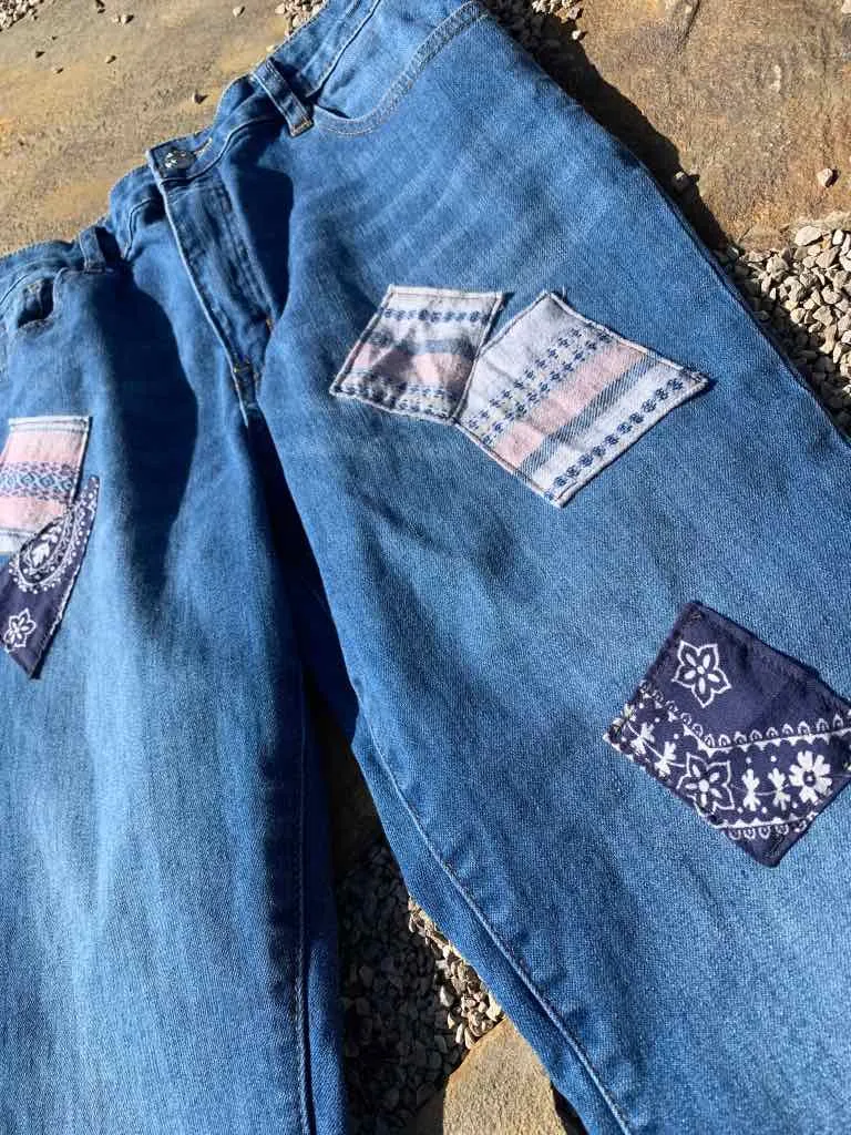 Cropped Patchwork Denim size 28
