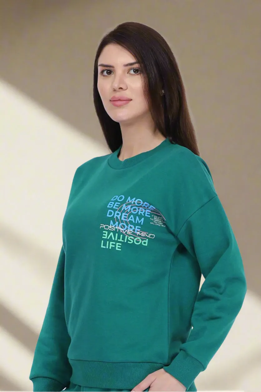 Fleece Green Printed AVN Sweat Shirt