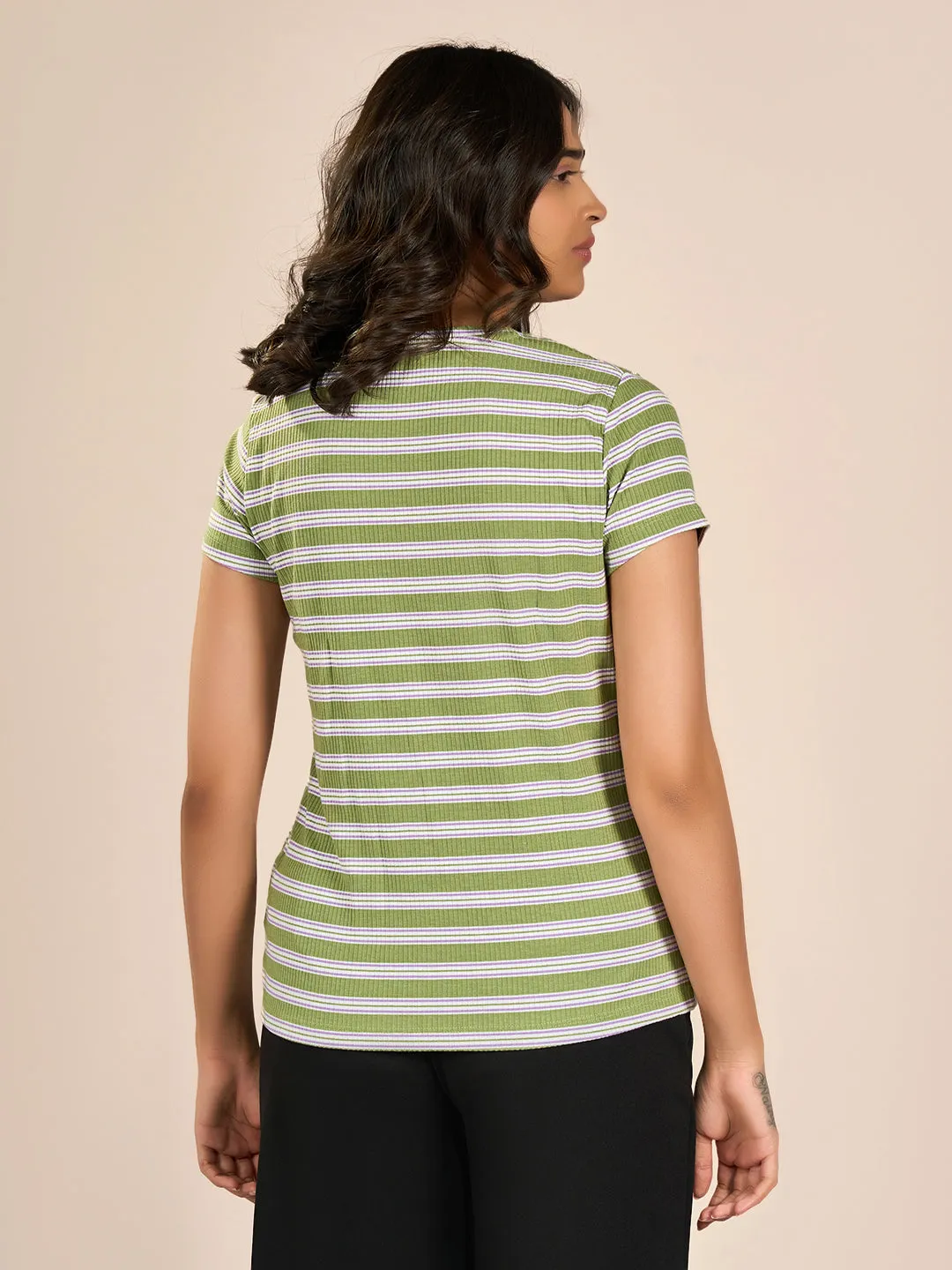 Green Rib FT Stripes T-Shirt