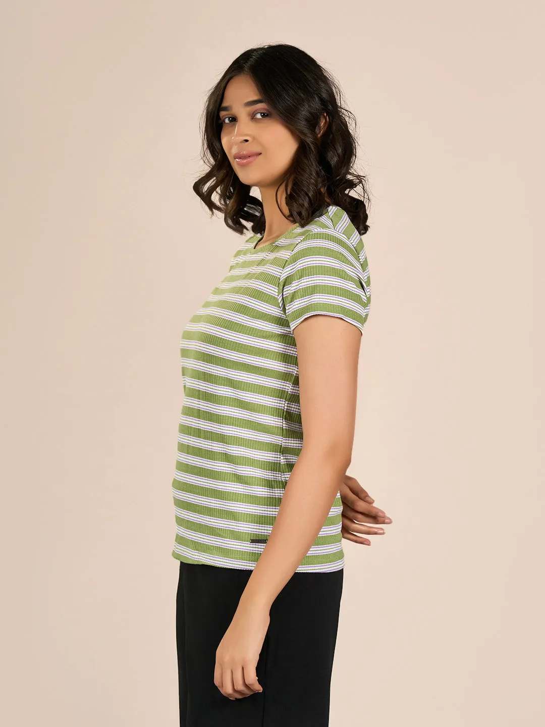 Green Rib FT Stripes T-Shirt