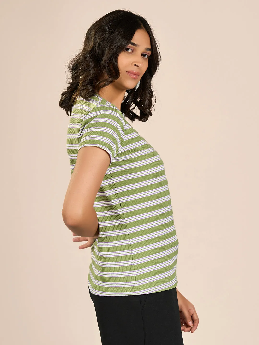Green Rib FT Stripes T-Shirt