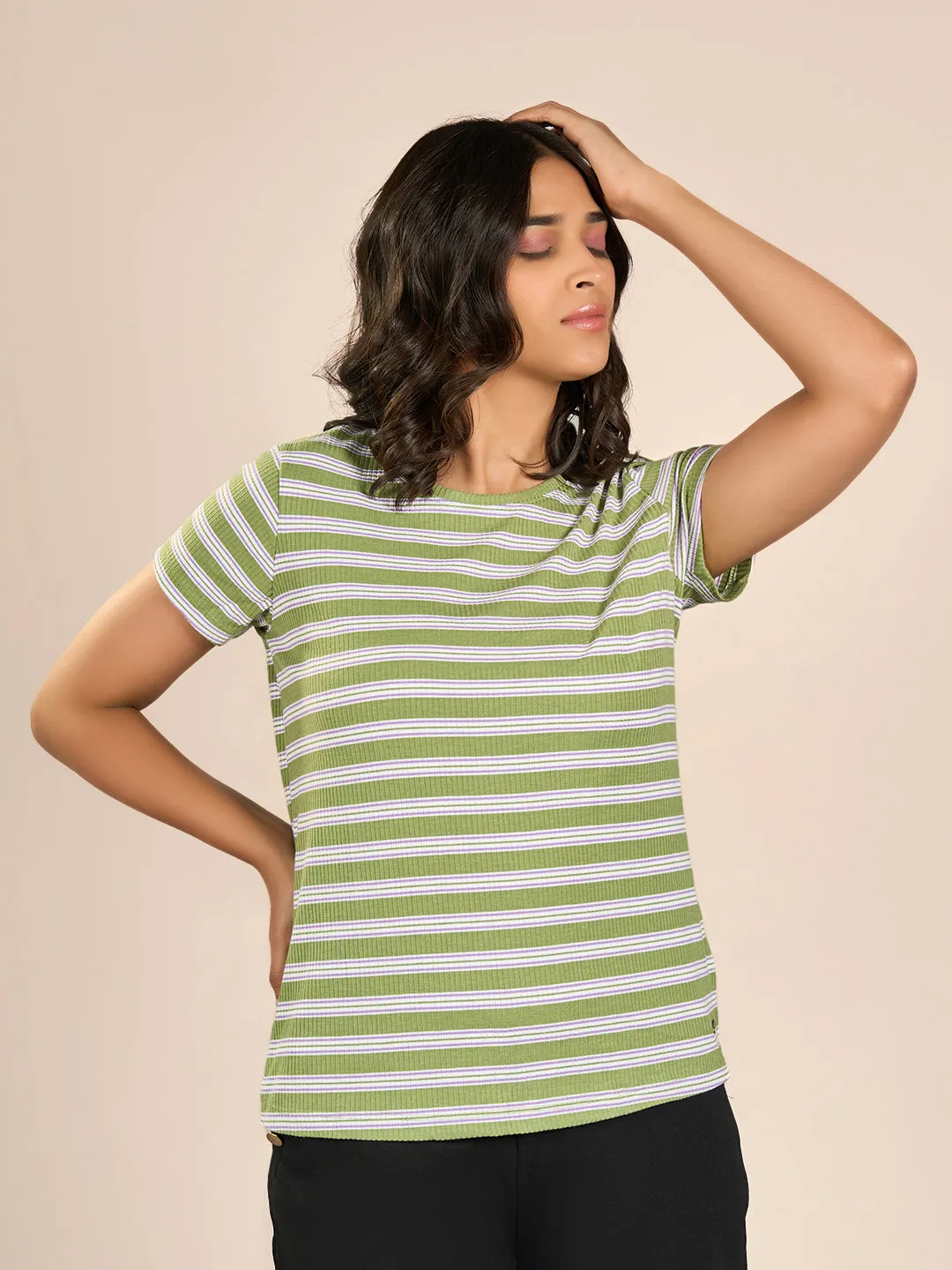 Green Rib FT Stripes T-Shirt