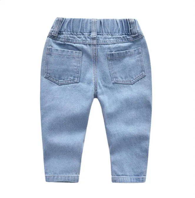 Kids Girl Letter T Shirt Ripped Jeans Pants 2 Piece Sets