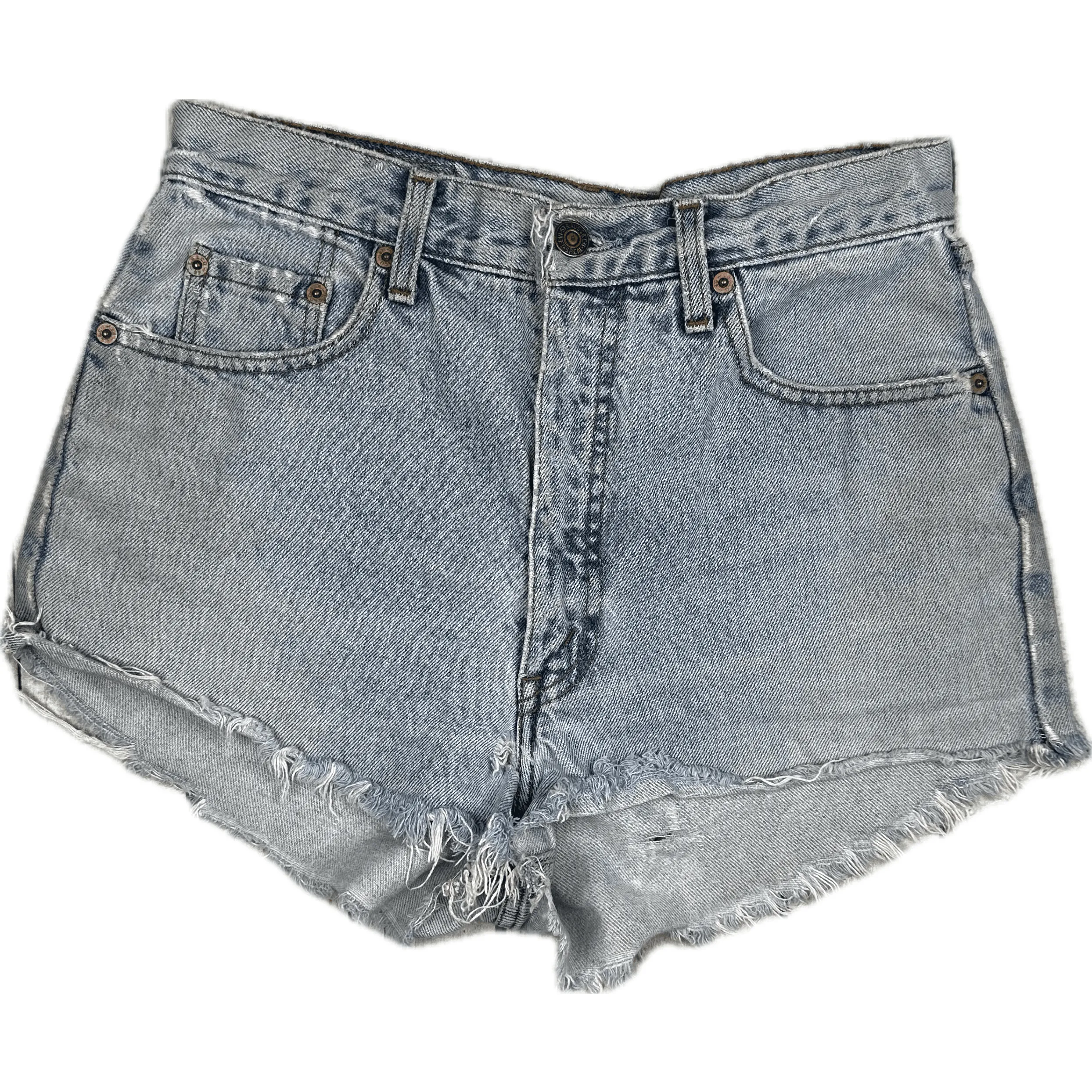 Levis Reworked Ladies High Rise Destroyed Denim Shorts - Size 27"