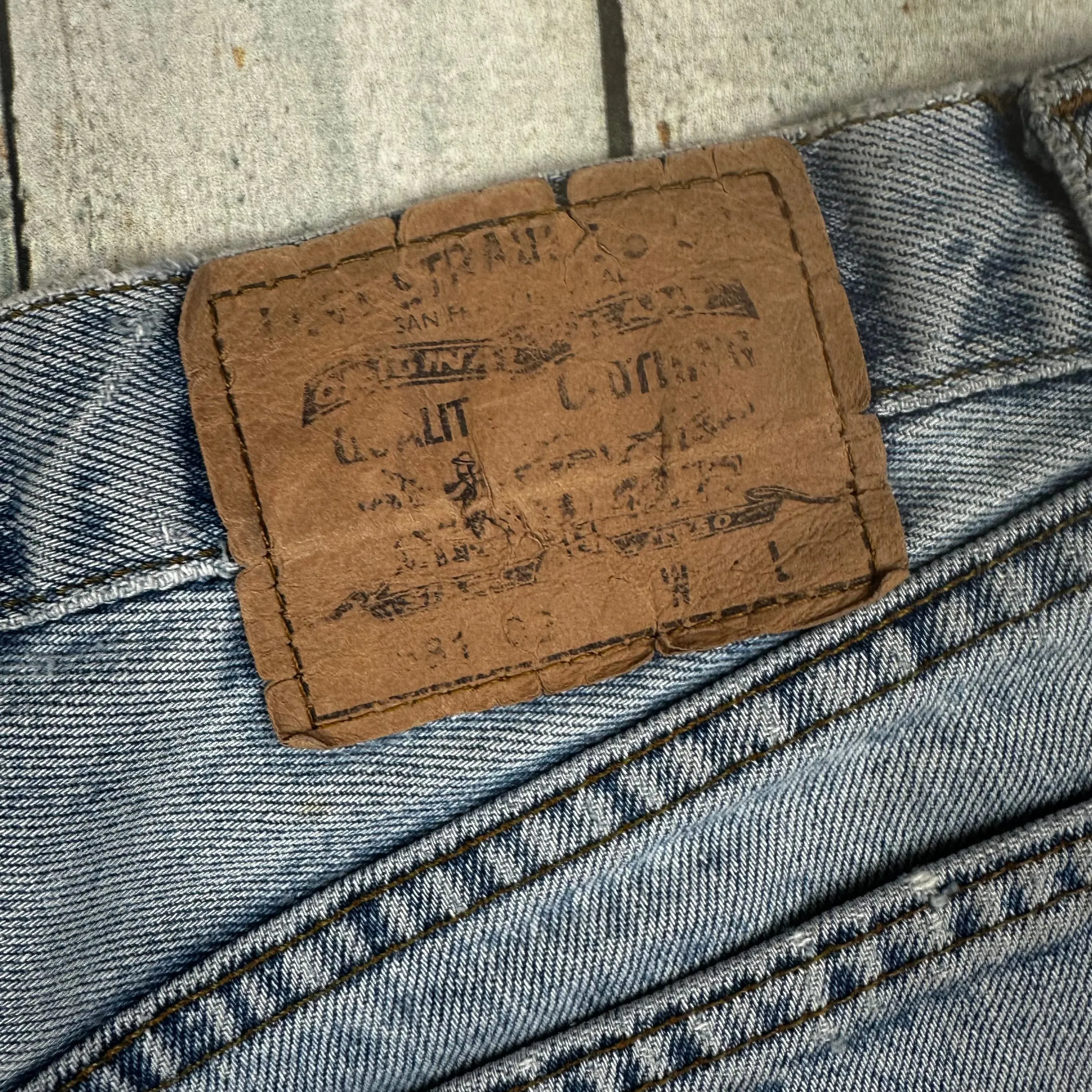 Levis Reworked Ladies High Rise Destroyed Denim Shorts - Size 27"