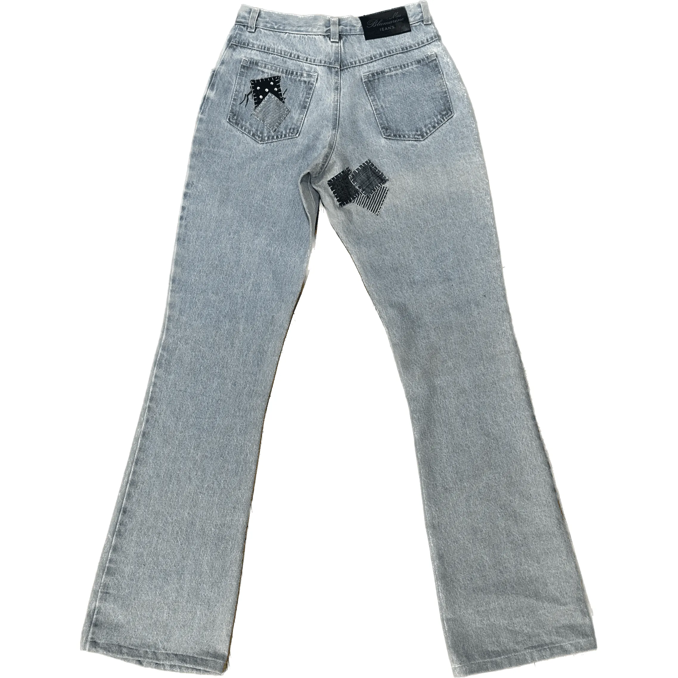 NWT -Miss Blumarine Crystal Jewelled Bootcut Italian Jeans - Suit Size 7/8