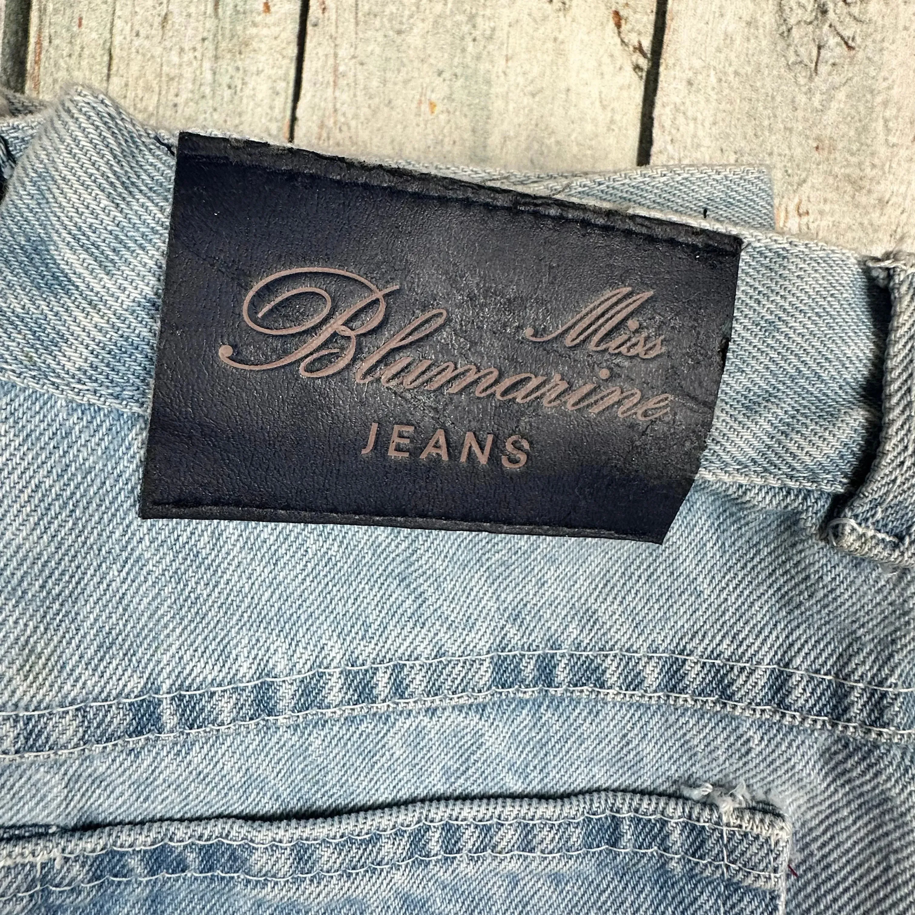 NWT -Miss Blumarine Crystal Jewelled Bootcut Italian Jeans - Suit Size 7/8