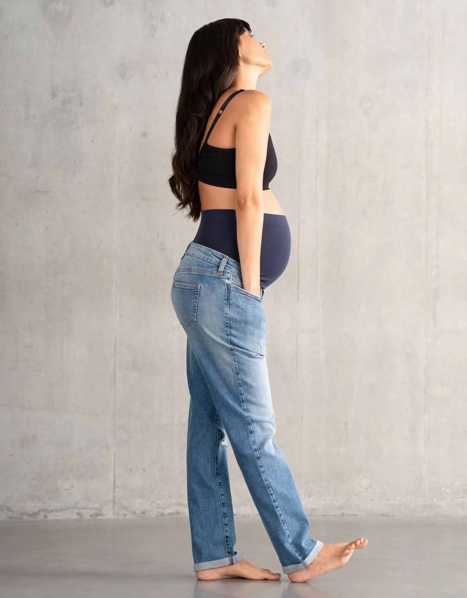 Organic Ripped Boyfriend Maternity Jeans
