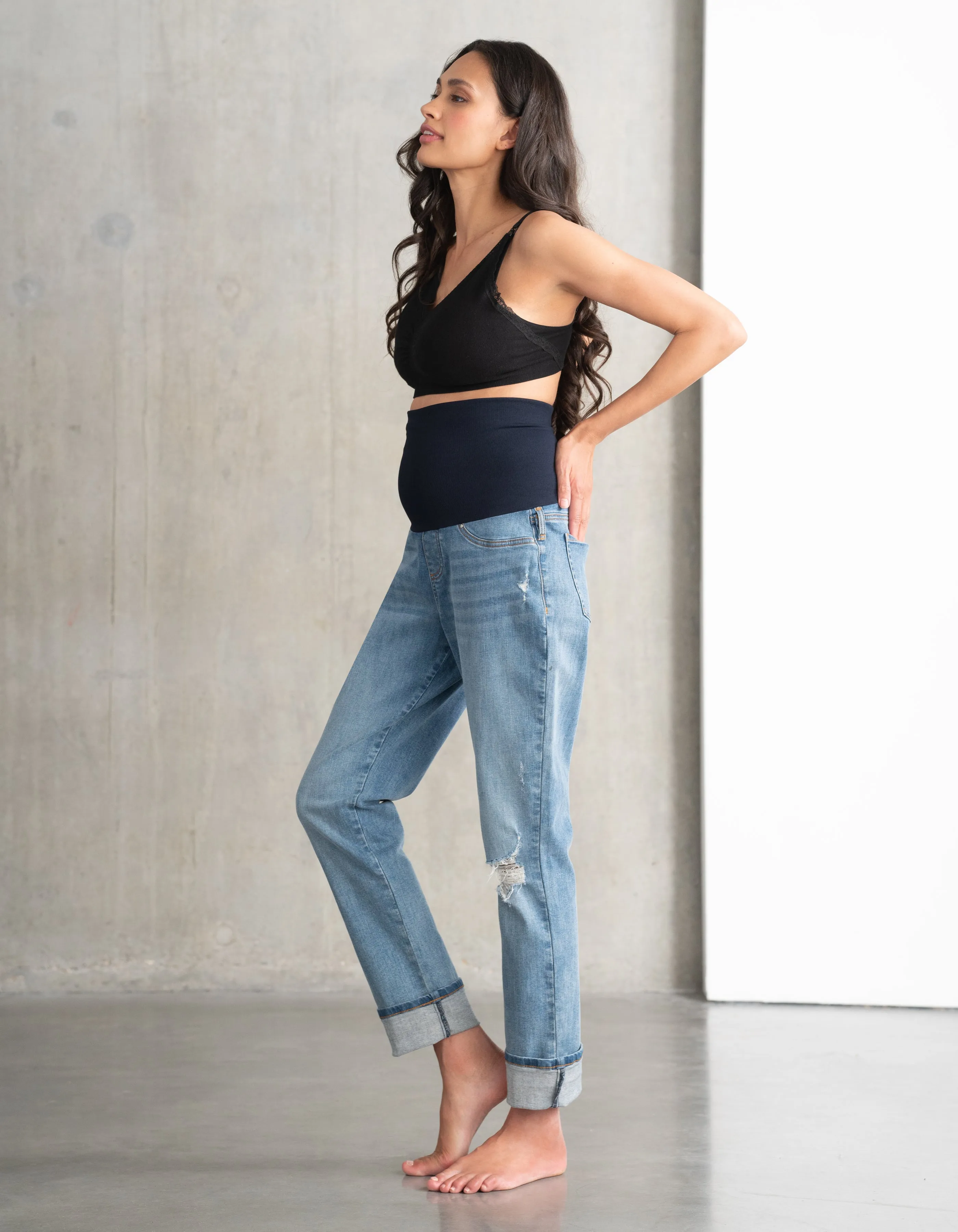Organic Ripped Post-Maternity Boyfriend Jeans