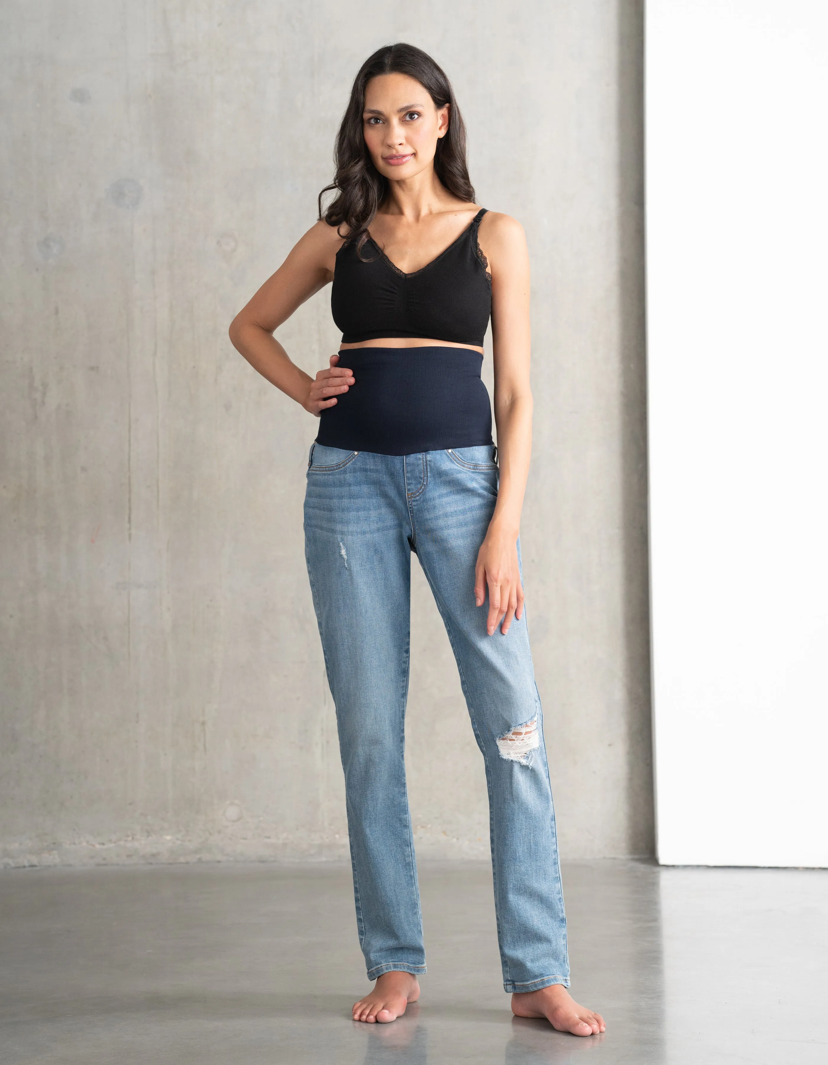 Organic Ripped Post-Maternity Boyfriend Jeans