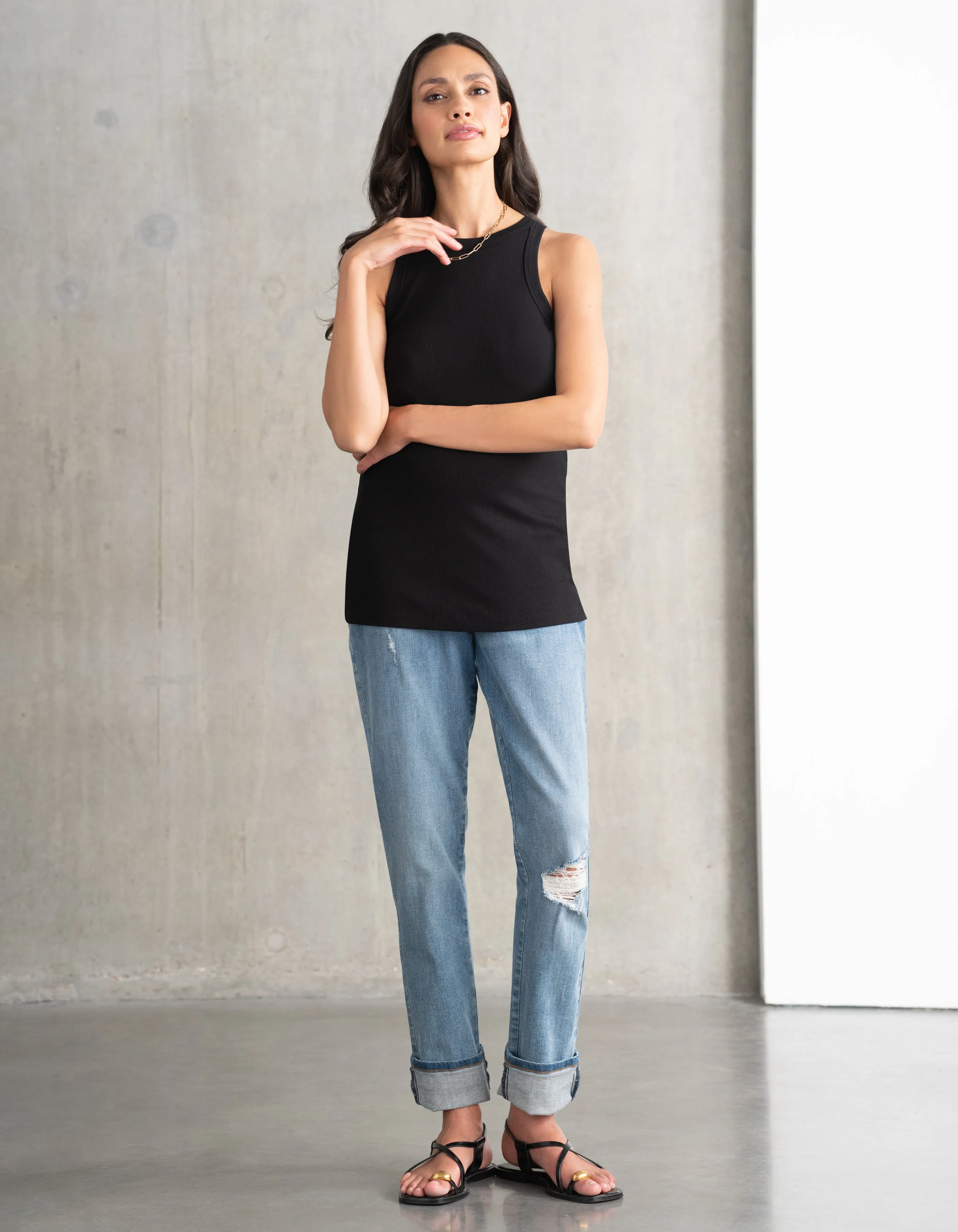 Organic Ripped Post-Maternity Boyfriend Jeans