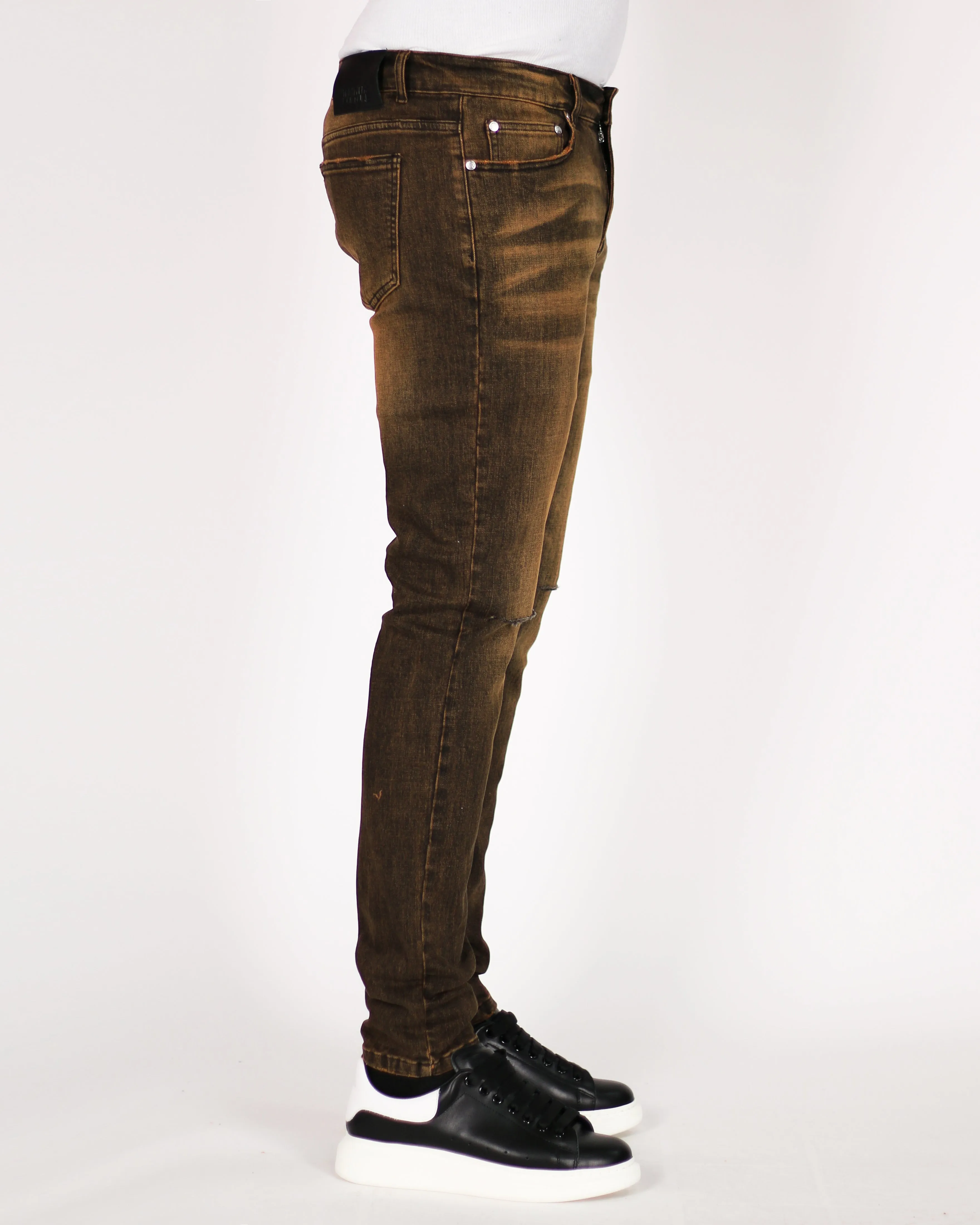 Trinity Kays Kulture Windhoek Men's Skinny Jeans in Brown Wash