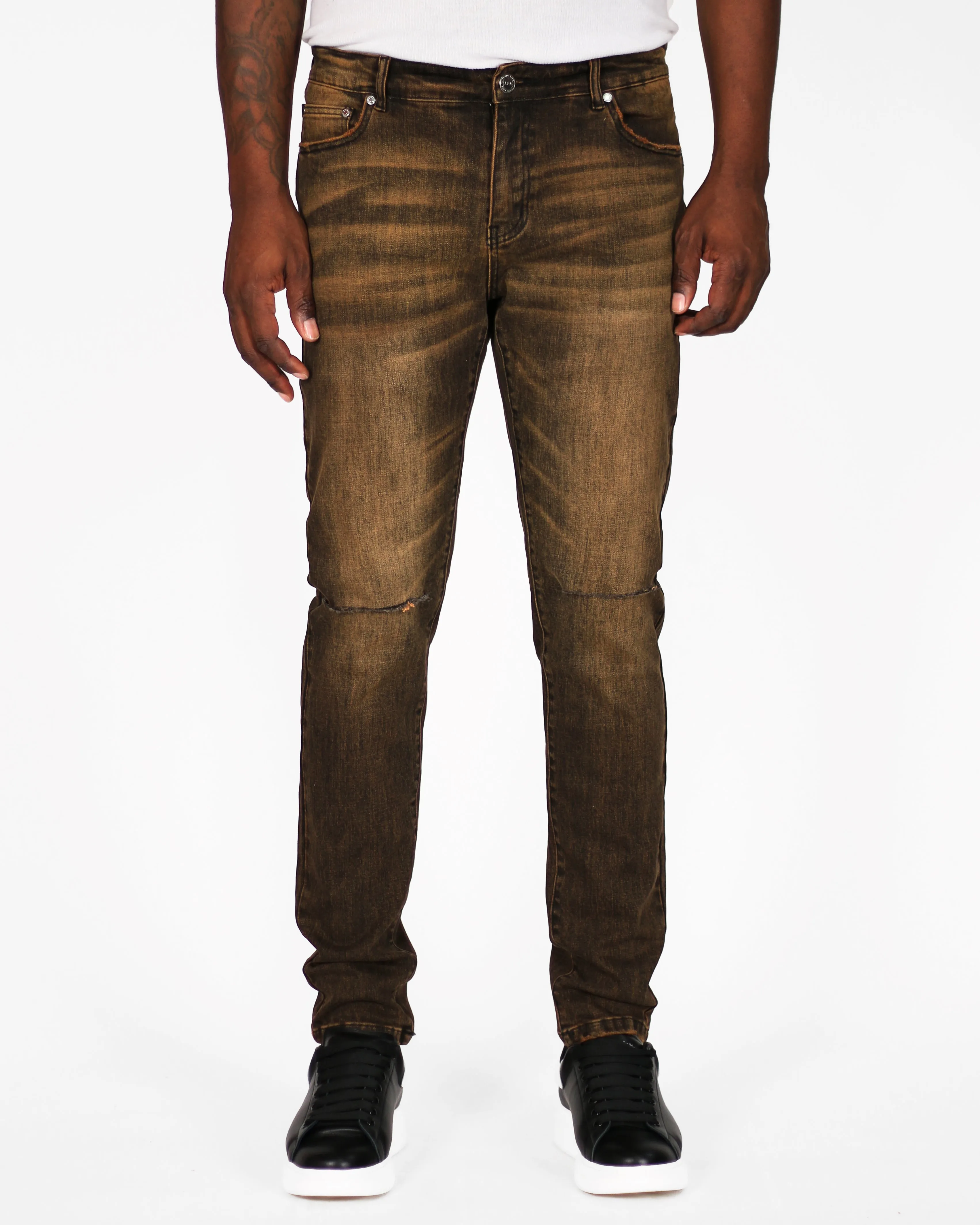 Trinity Kays Kulture Windhoek Men's Skinny Jeans in Brown Wash