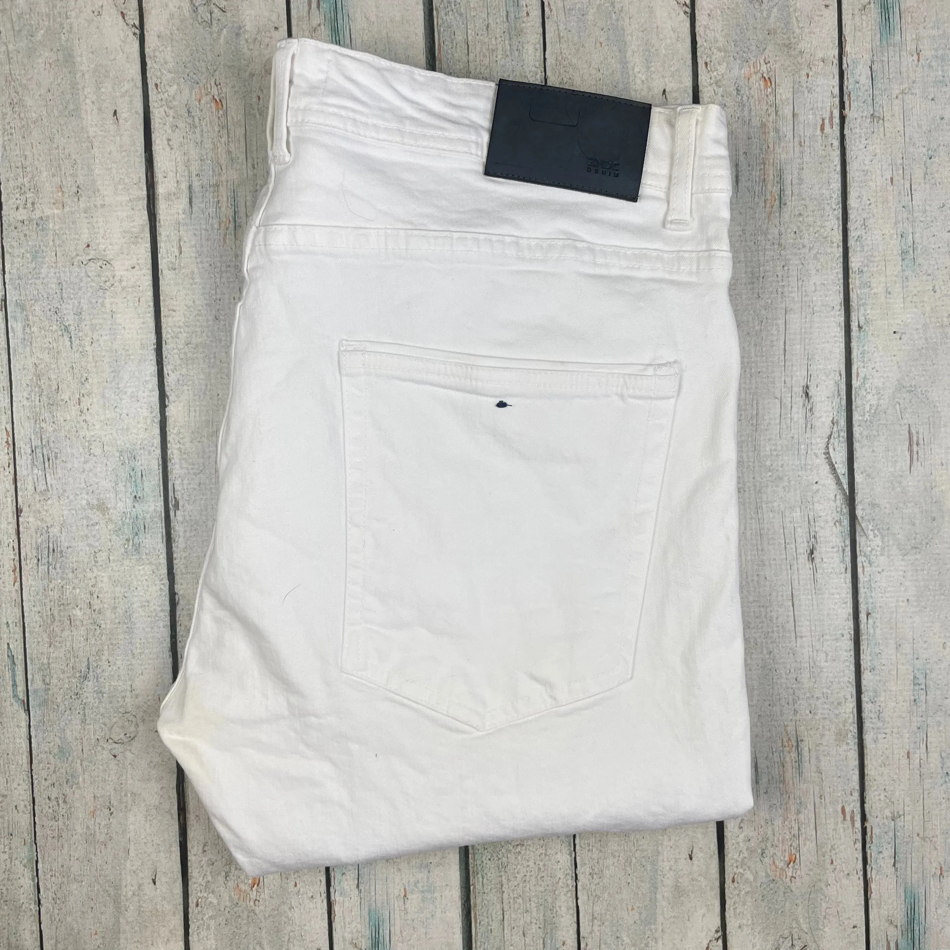 ZMDC Denim White Mens Skinny Fit Destroyed Bull Denim Jeans -Size 34