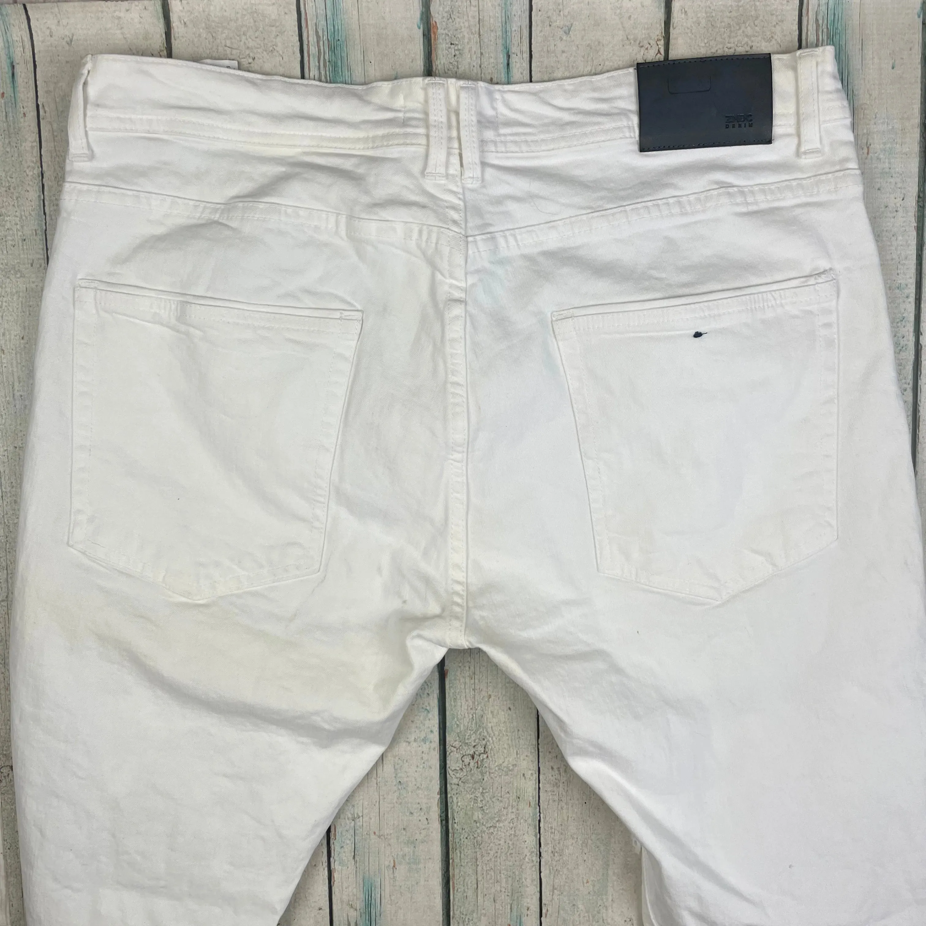 ZMDC Denim White Mens Skinny Fit Destroyed Bull Denim Jeans -Size 34